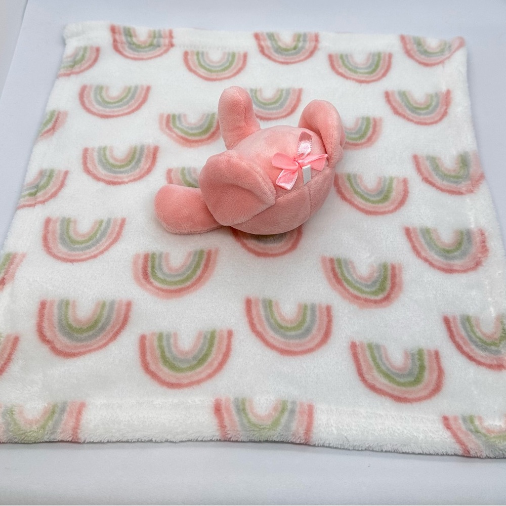 Baby Essentials Pink Elephant Plush White Lovey Security Blanket Rainbows 2023 - Picture 7 of 14
